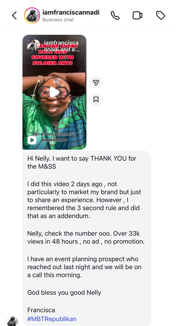 Francisca Nnadi Instagram screenshot